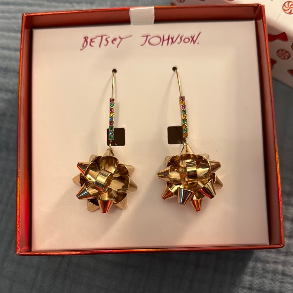 Betsey Johnson Gold Bow Earrings